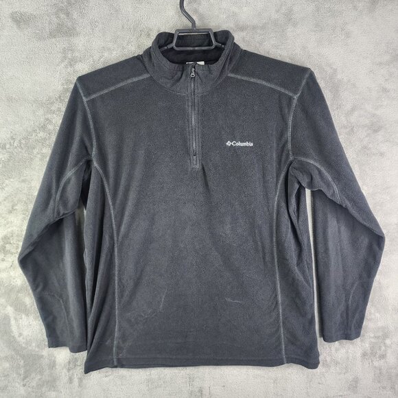 Mens Black Columbia Fleece Pullover Sweatshirt Long Sleeve 1/2 Zip Size XL - Picture 2 of 12